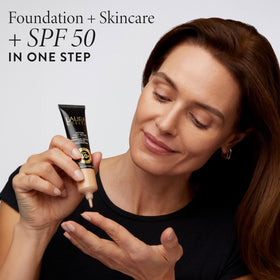 LAURA GELLER NEW YORK product label and ingredients highlighting niacinamide and vitamins