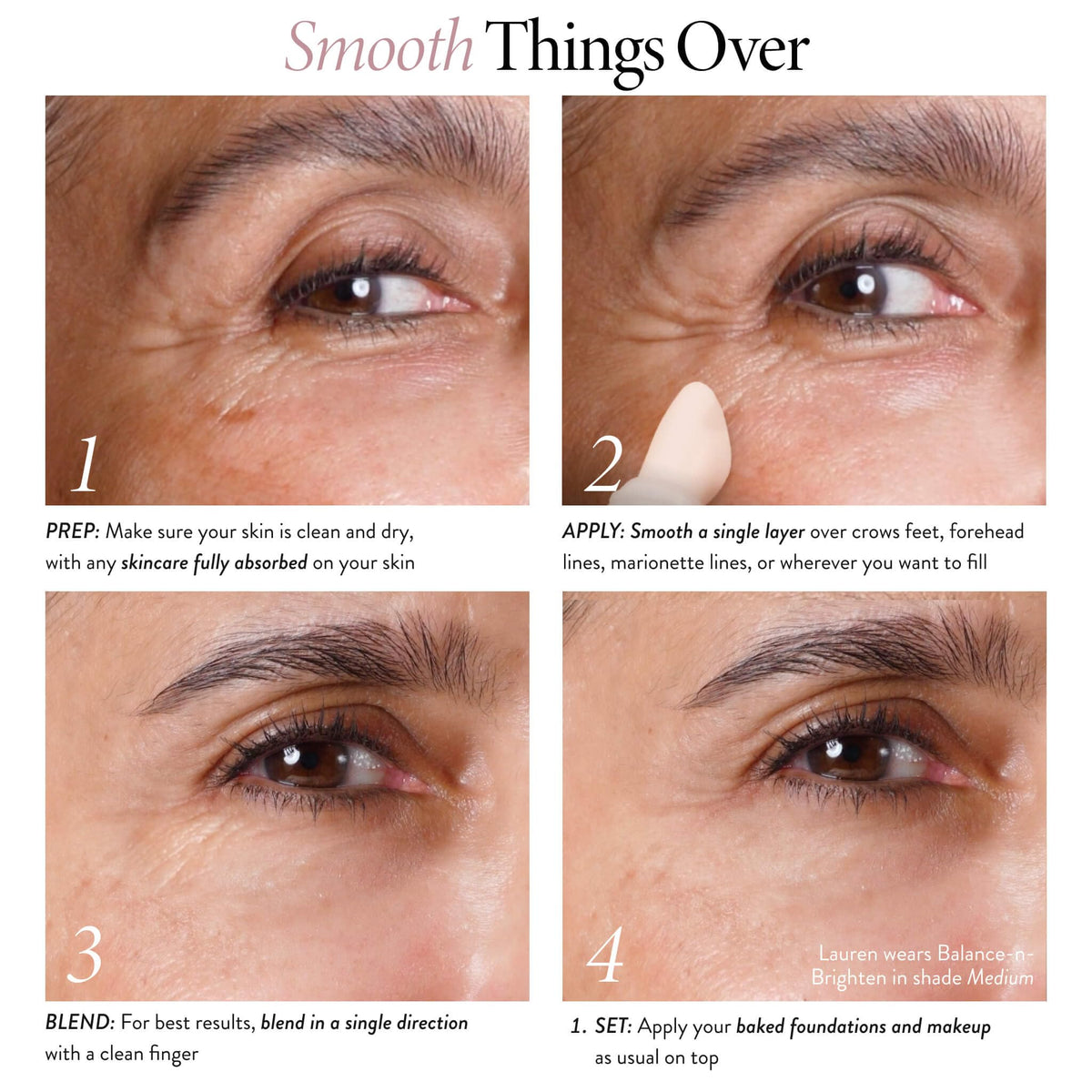 LAURA GELLER NEW YORK application on eye area demonstrating targeted smoothing