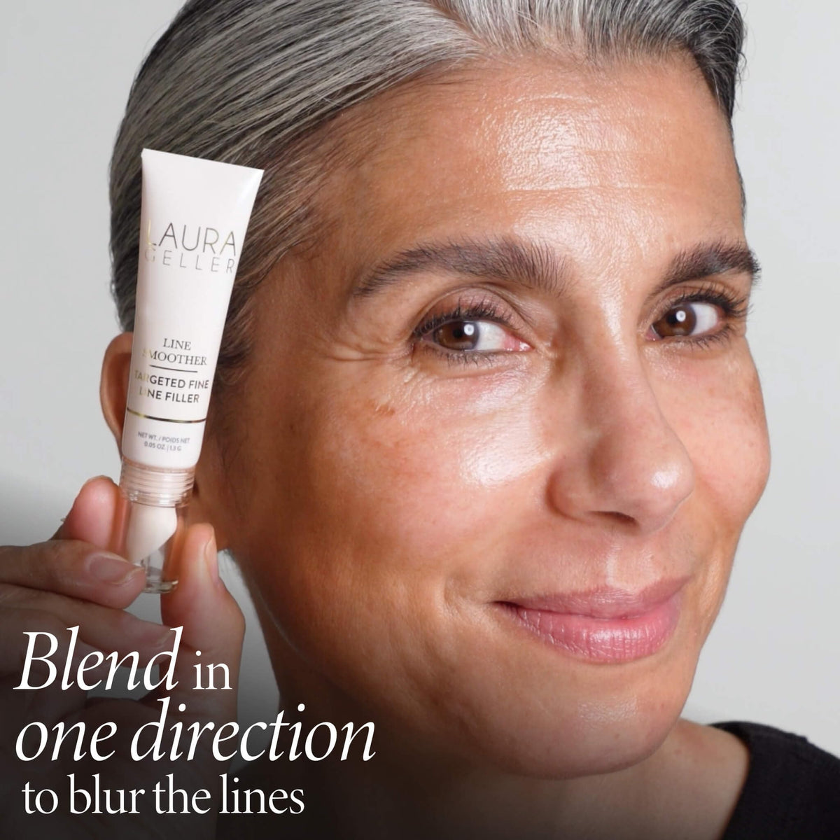 LAURA GELLER NEW YORK visible before and after swipe showing reduced lines benefit