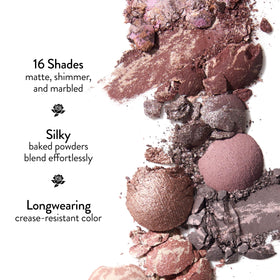 LAURA GELLER NEW YORK open flatlay displaying all 16 shades for versatile looks benefit