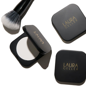 Laura Geller packaging label close-up displaying product name and clear use benefit