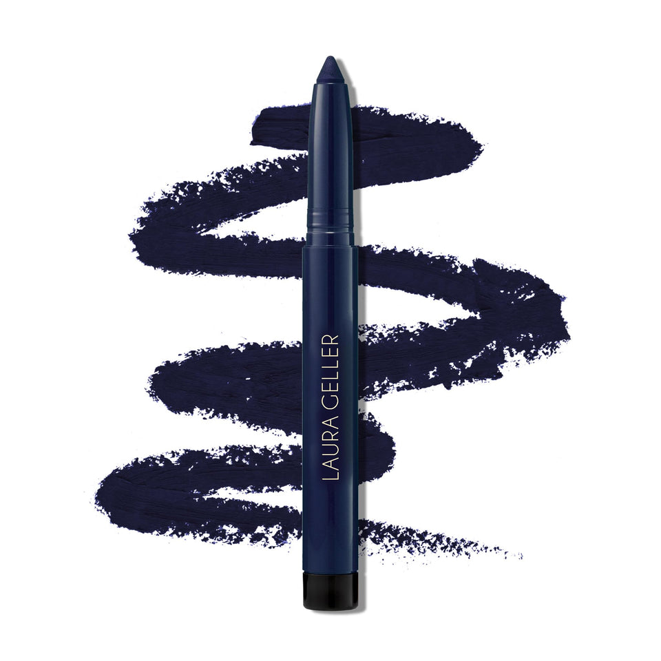 LAURA GELLER NEW YORK front packaging showing Midnight Blue pencil and branding benefits