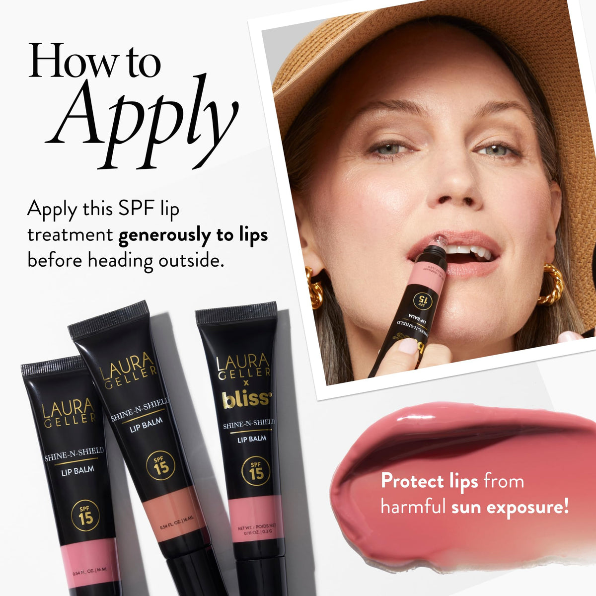 LAURA GELLER NEW YORK application on lips demonstrates natural shine