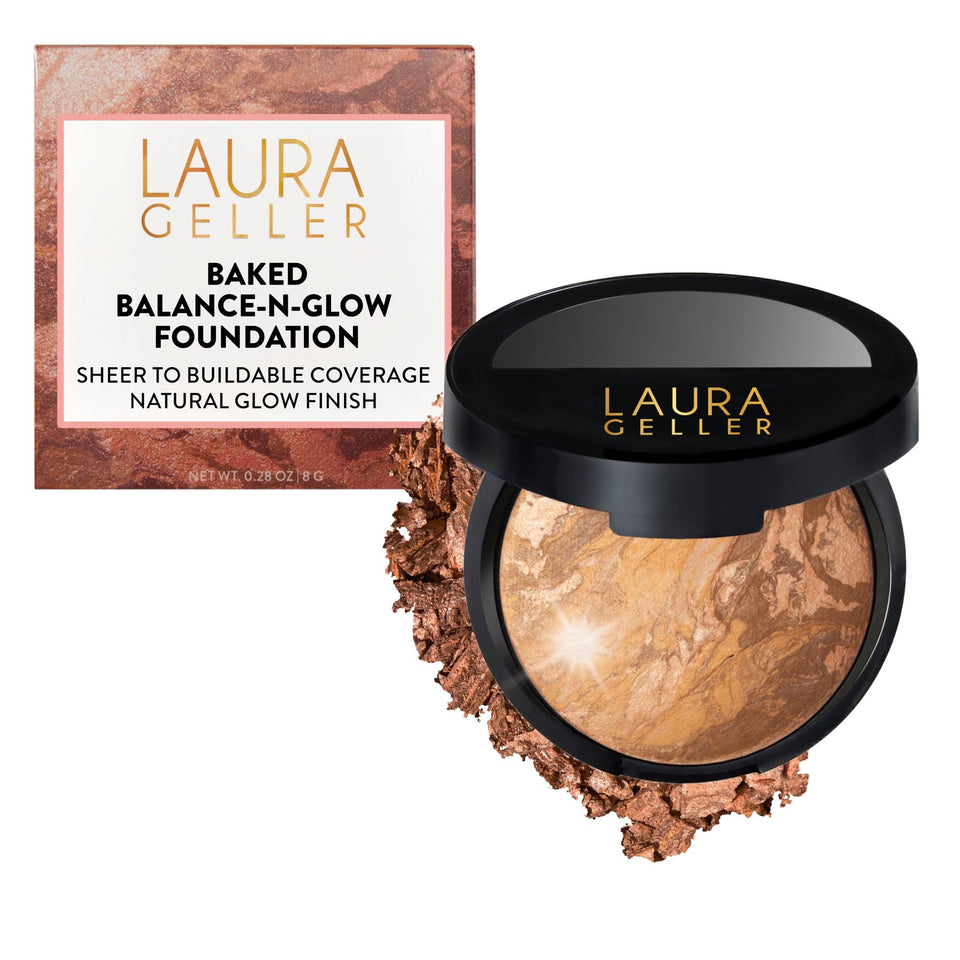 LAURA GELLER NEW YORK front view of baked powder compact for easy storage