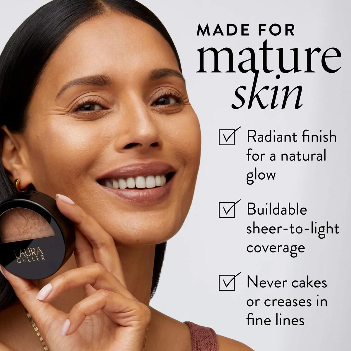 LAURA GELLER NEW YORK open pan revealing pearl-infused pigments and satin finish