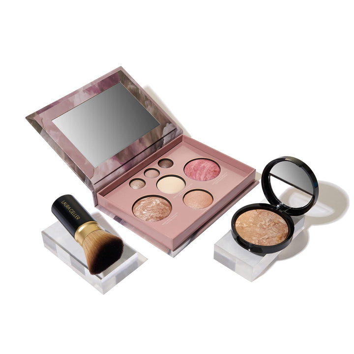 LAURA GELLER NEW YORK kit front packaging shows complete trio for portable makeup