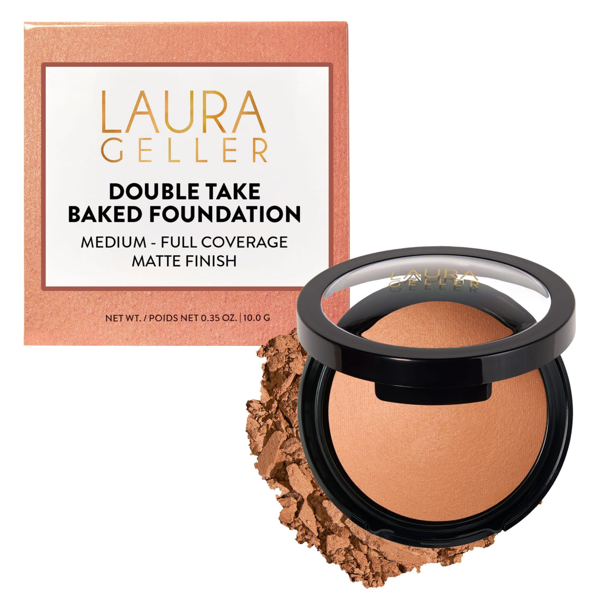 LAURA GELLER NEW YORK compact front view showing Sand shade and sleek design benefit: easy identification