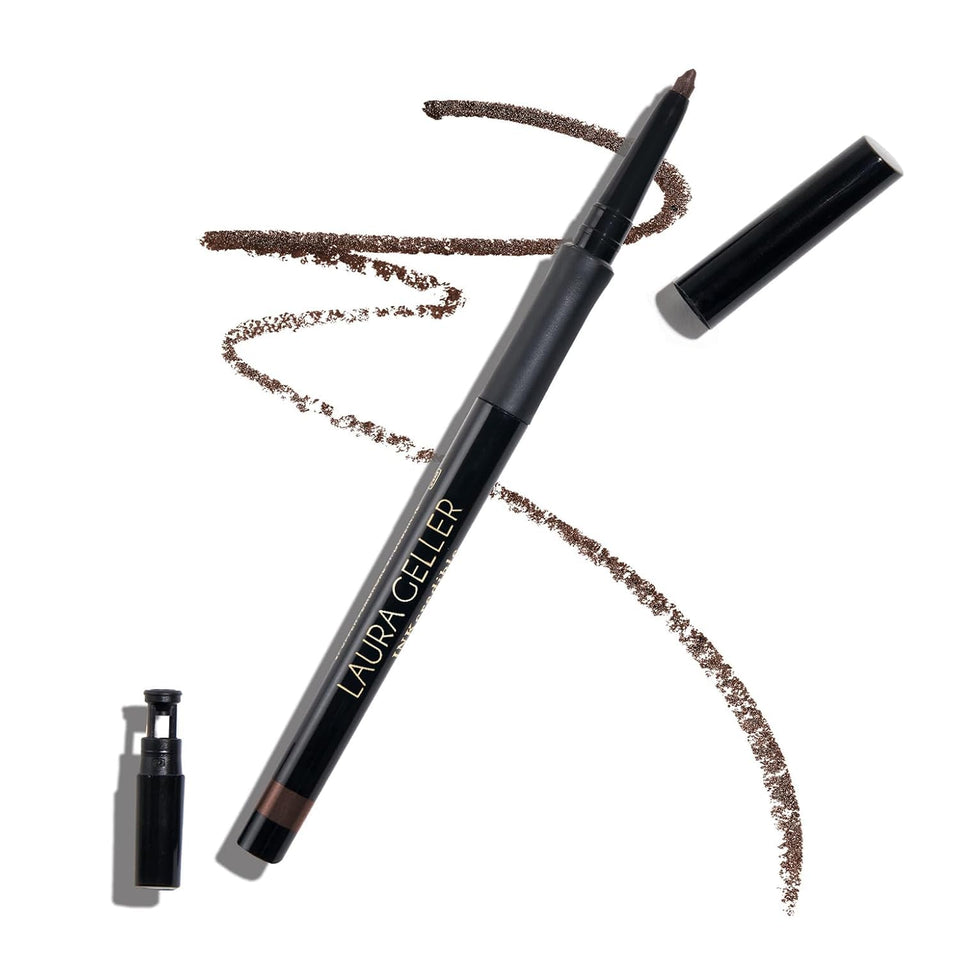 LAURA GELLER NEW YORK eyeliner front view showing pencil and shade benefit