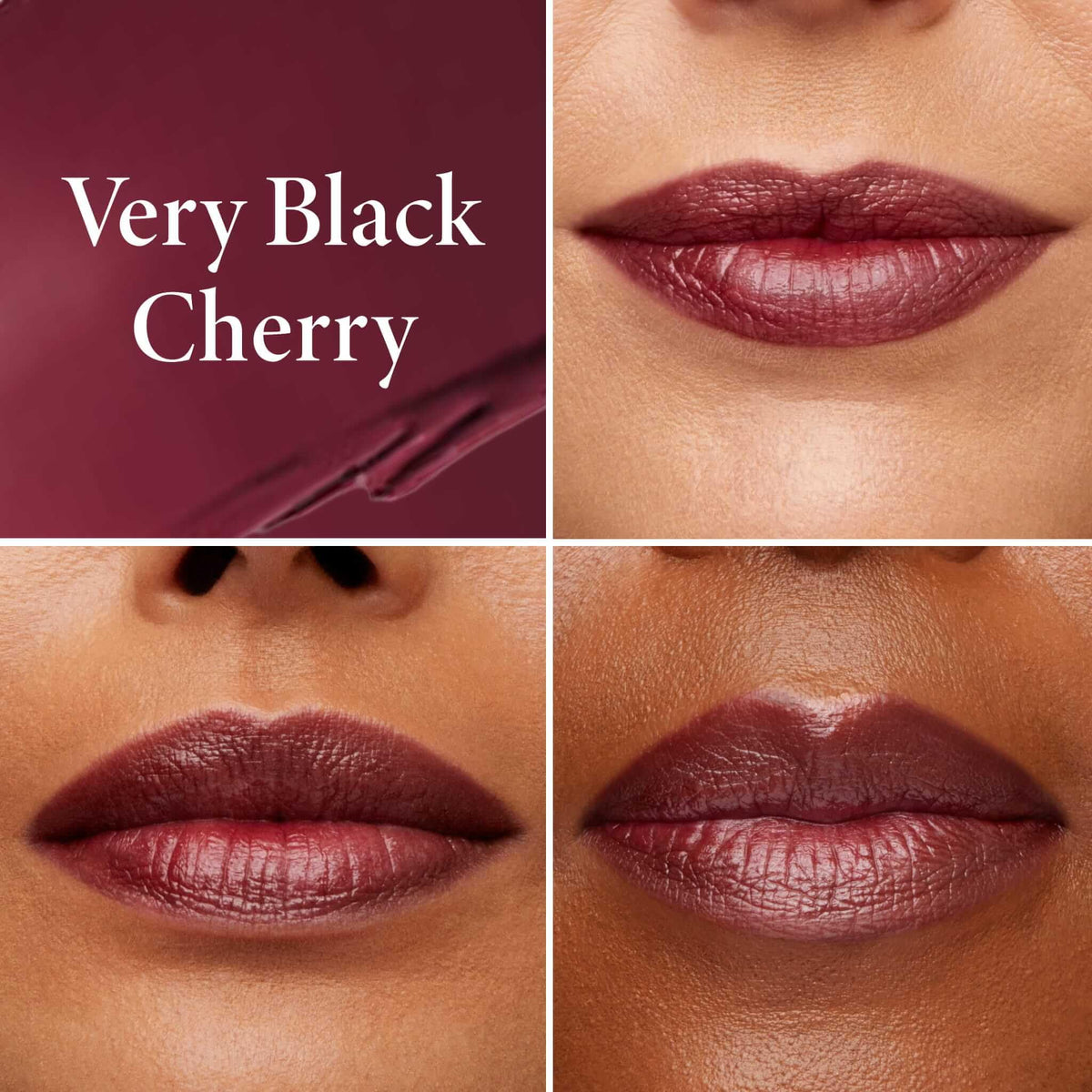 LAURA GELLER NEW YORK swatch of Very Black Cherry showing buildable color