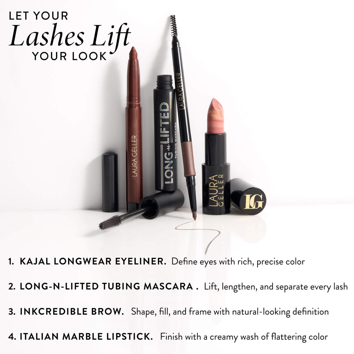 LAURA GELLER NEW YORK model applying mascara for everyday look