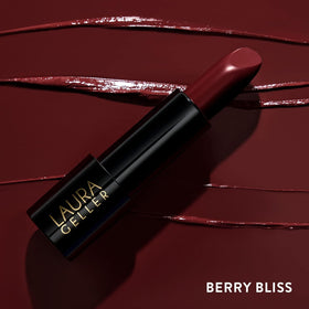 LAURA GELLER NEW YORK close-up of lipstick texture highlighting smooth cream finish