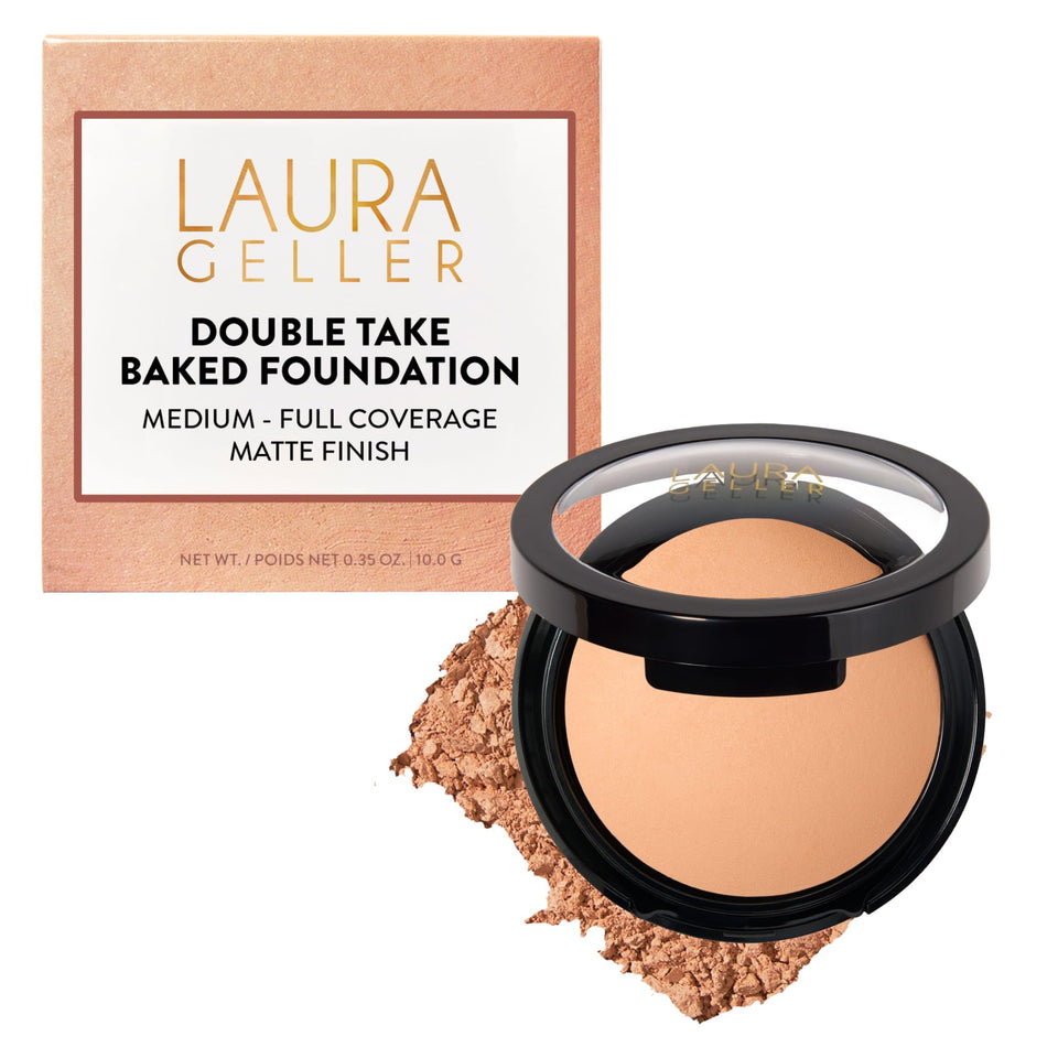 LAURA GELLER NEW YORK compact front view shows sleek packaging and light shade benefits