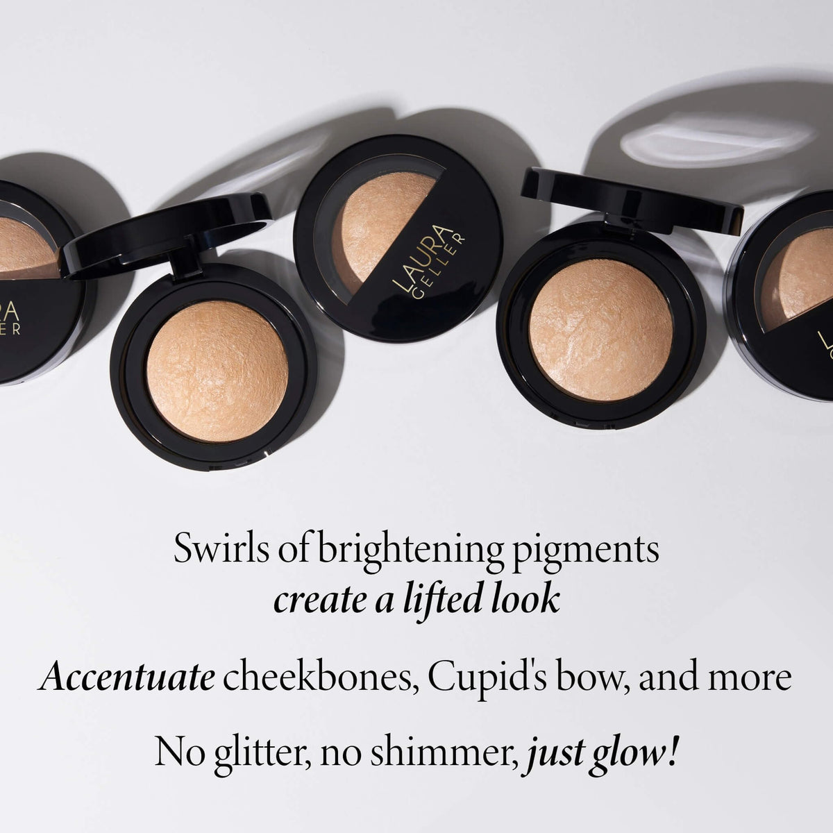 LAURA GELLER NEW YORK open compact revealing mirror for on-the-go touch ups