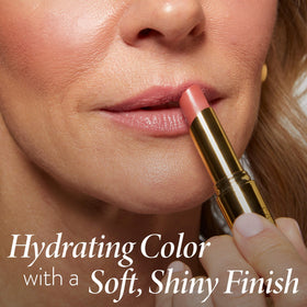LAURA GELLER NEW YORK open twist-up balm tip showing easy, mess-free use