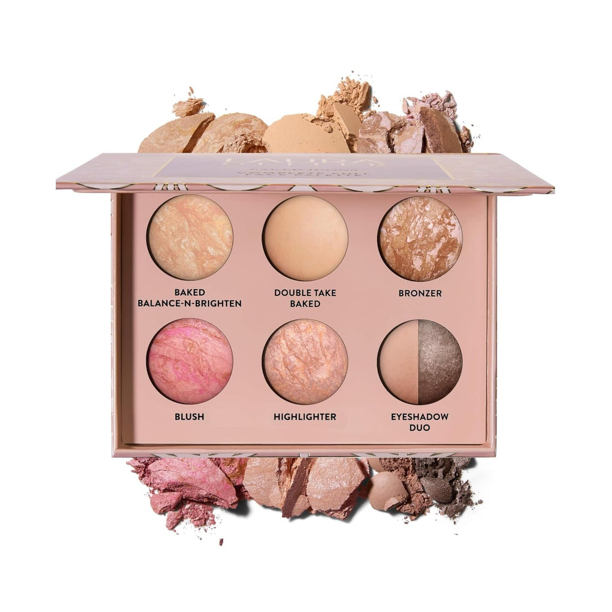 LAURA GELLER palette front open shows full-face kit and portability benefit