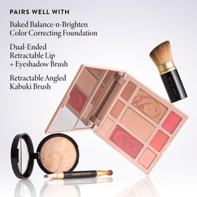 LAURA GELLER NEW YORK palette inside a purse ready for on-the-go touch-ups