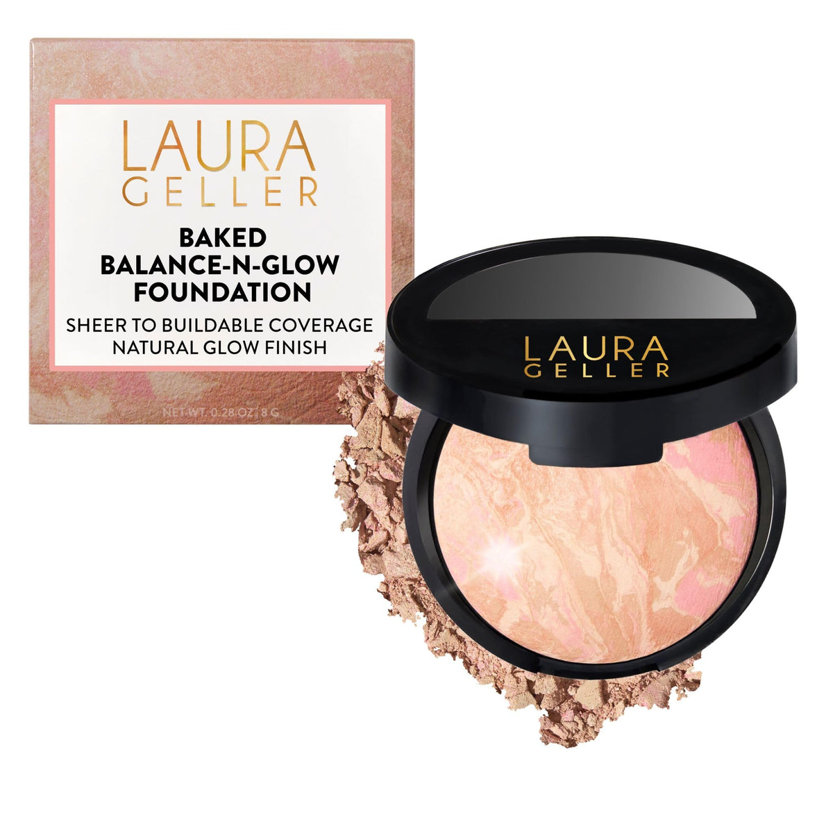 LAURA GELLER NEW YORK compact front view showing porcelain shade and elegant packaging benefit: easy storage