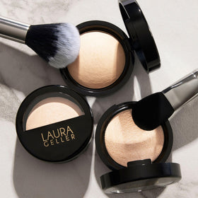 LAURA GELLER compact next to coin showing travel-size portability benefit