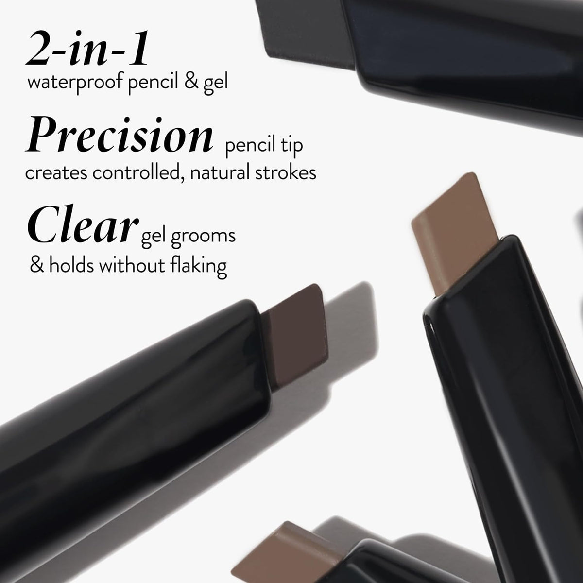 LAURA GELLER clear brow gel texture close-up demonstrating non-flaky hold