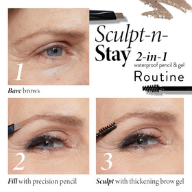 LAURA GELLER NEW YORK gel wand close-up applying clear waterproof brow gel for hold