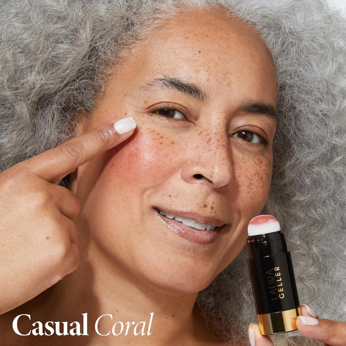 LAURA GELLER NEW YORK texture drop on hand highlighting hydrating finish