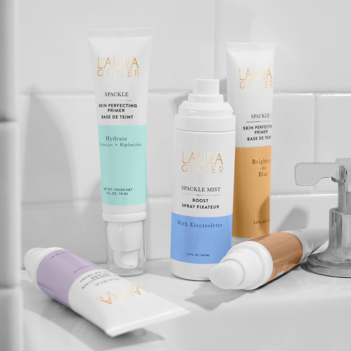 LAURA GELLER bottle in hand demonstrating size and travel-friendly convenience