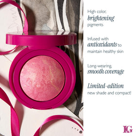 LAURA GELLER blush brush swiping Skyline Sunset on skin for natural buildable color