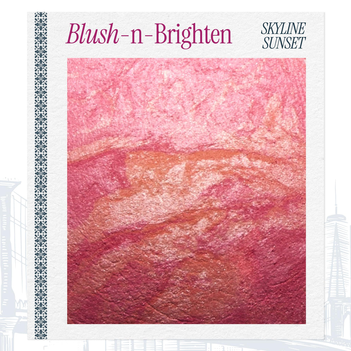 LAURA GELLER compact held in hand to show Skyline Sunset size and travel-friendly benefit