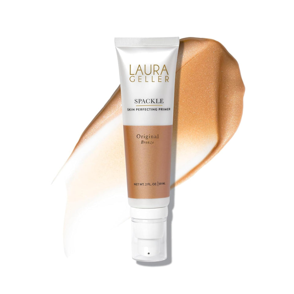 LAURA GELLER NEW YORK front packaging showing bronze primer bottle benefit radiant base