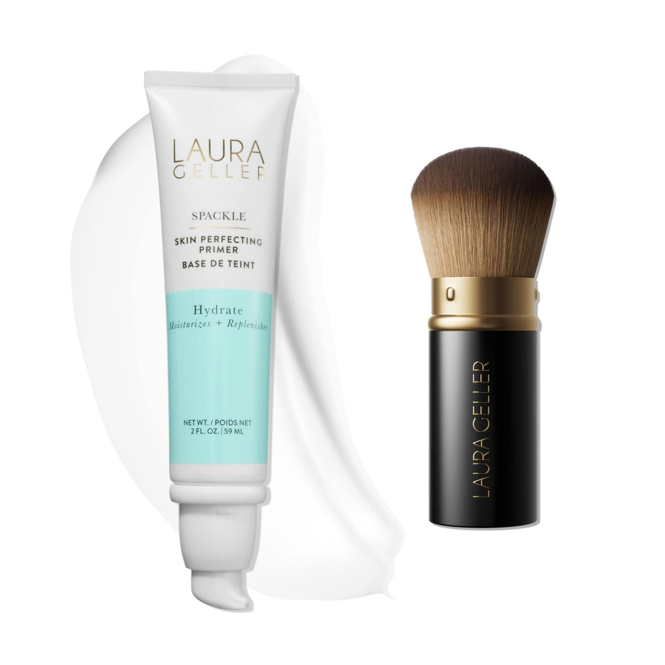 LAURA GELLER NEW YORK front packaging showing primer and brush, easy identification and benefit