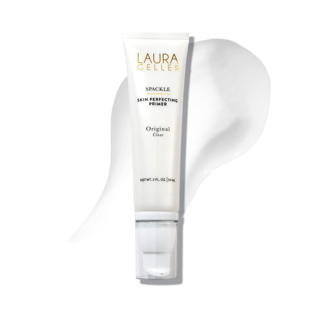 LAURA GELLER NEW YORK front bottle showing clear primer for smooth skin
