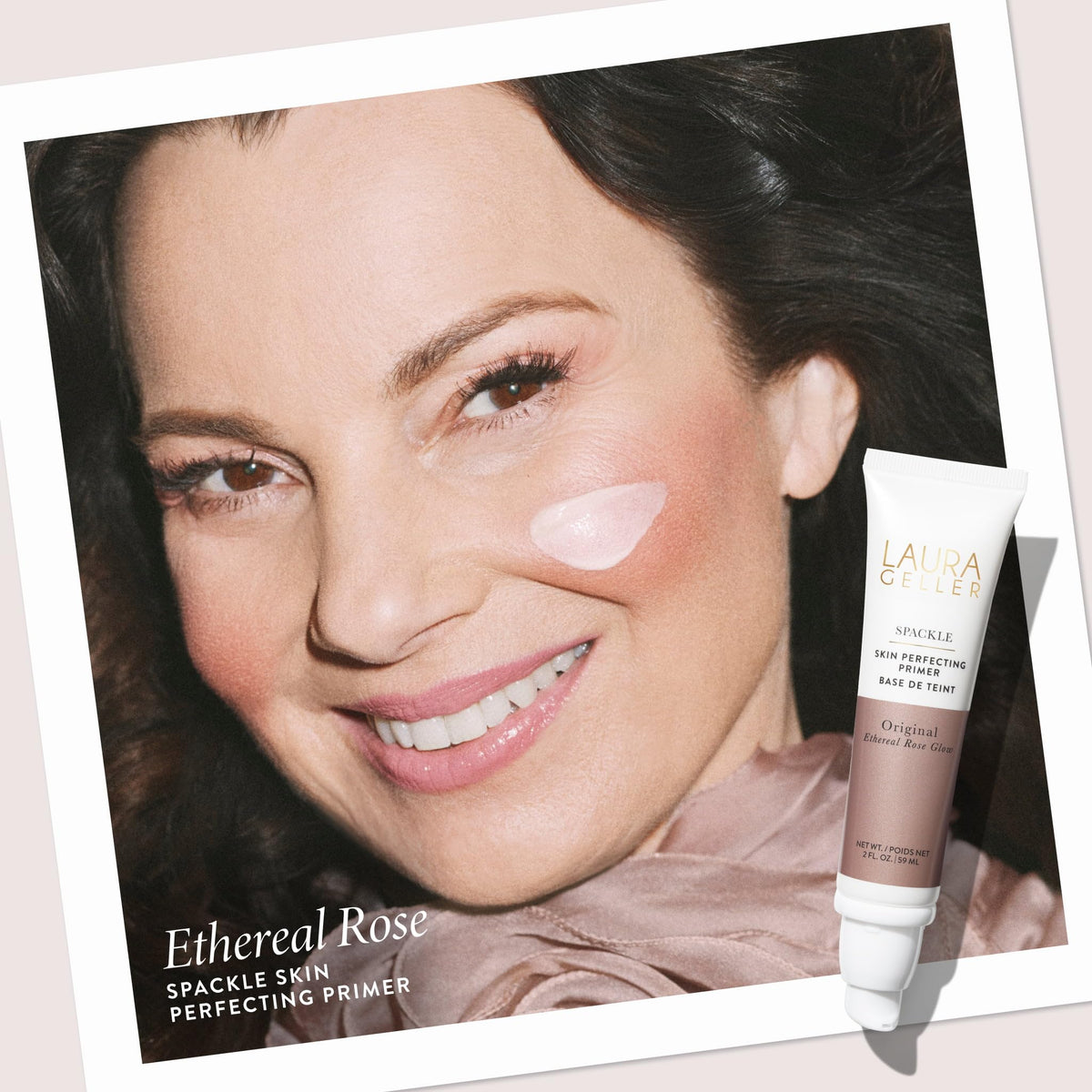 LAURA GELLER pump dispensing rose-tinted primer for controlled application