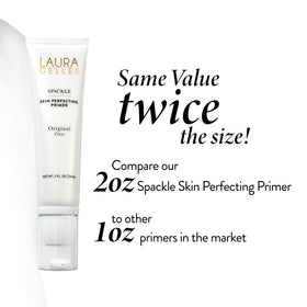LAURA GELLER NEW YORK primer with foundation brush illustrating layering use