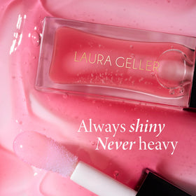 LAURA GELLER NEW YORK swatch on skin showing warm rose tint and glow