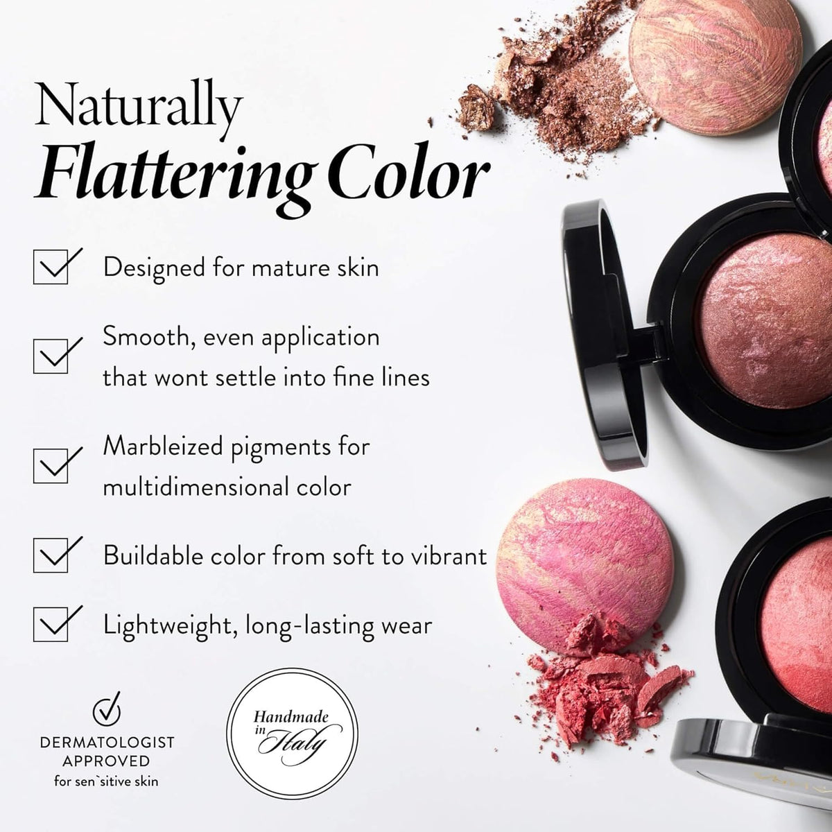 LAURA GELLER marbleized powder texture detail highlighting silky, buildable finish