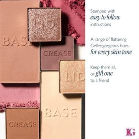 LAURA GELLER NEW YORK mini-palettes beside a wallet to show travel-friendly scale