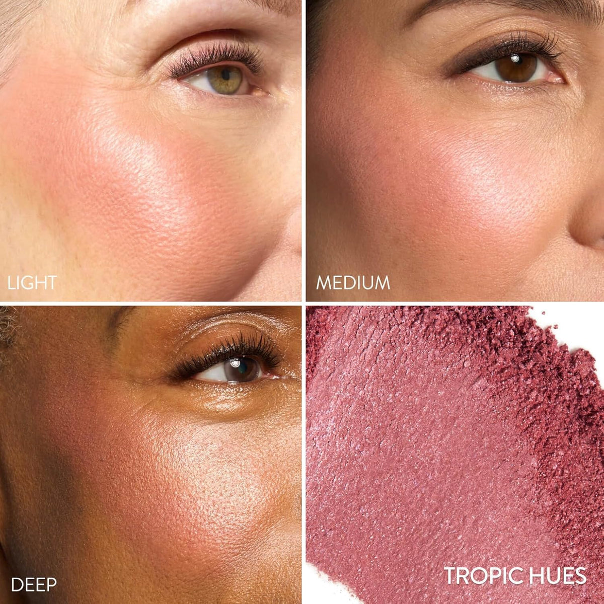 LAURA GELLER Tropic Hues pan close-up showing coral gold pink marble and blendability