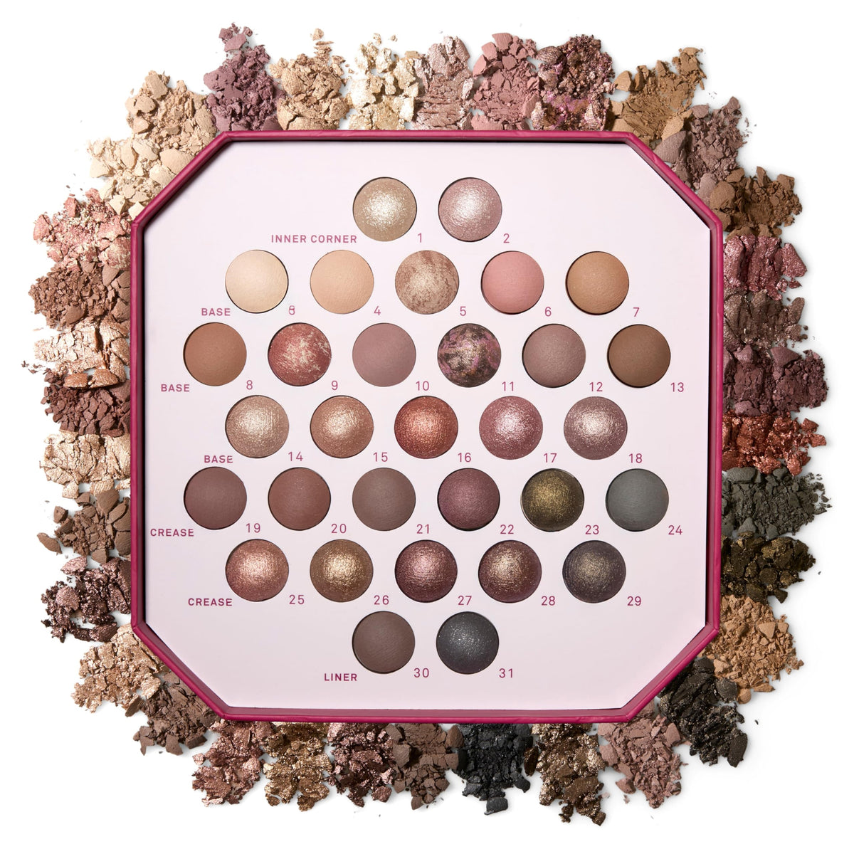 LAURA GELLER NEW YORK front-open palette showing 31 shades and mix of finishes