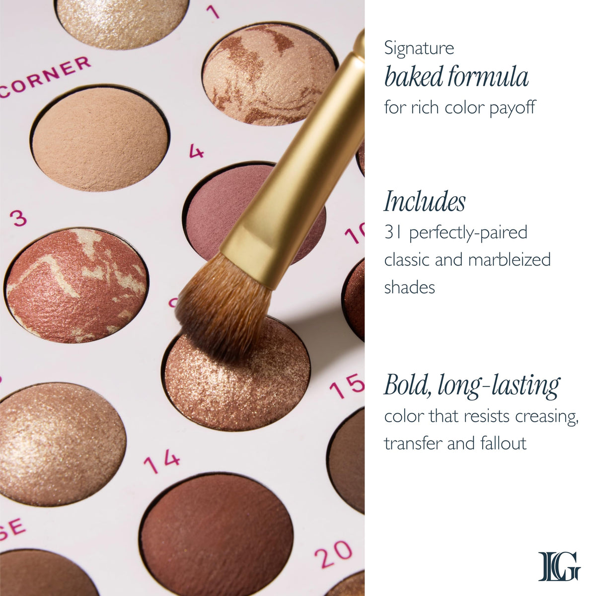 LAURA GELLER NEW YORK texture detail of matte pans demonstrating smooth blendability
