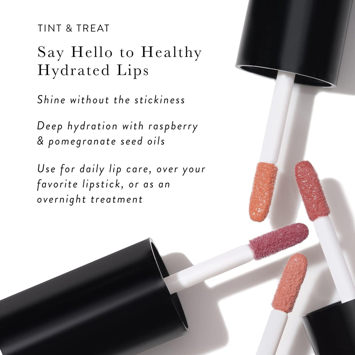 LAURA GELLER NEW YORK applied on lips smiling model showing sheer tint and healthy shine