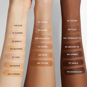 laura mercier 3N Sand swatch on arm illustrating natural sheer coverage and evened tone