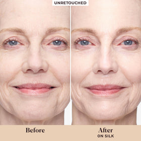 Laura Mercier application with fingertips demonstrating effortless, buildable coverage