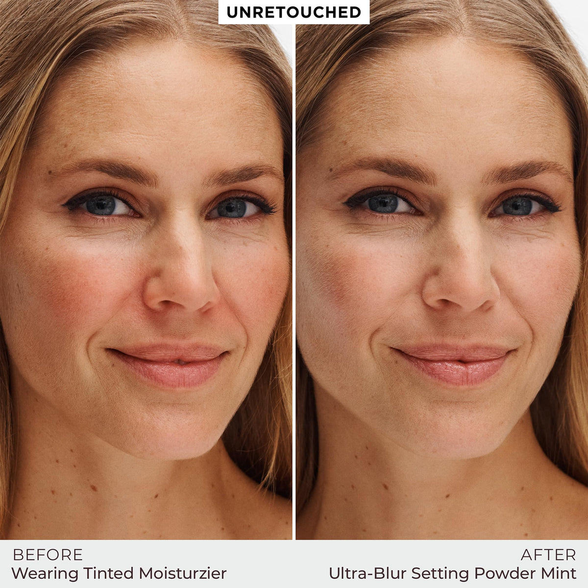 Laura Mercier application with brush demonstrating quick color correction and blur