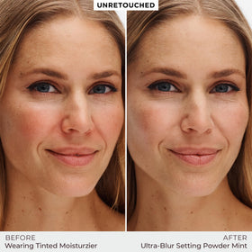 Laura Mercier application with brush demonstrating quick color correction and blur