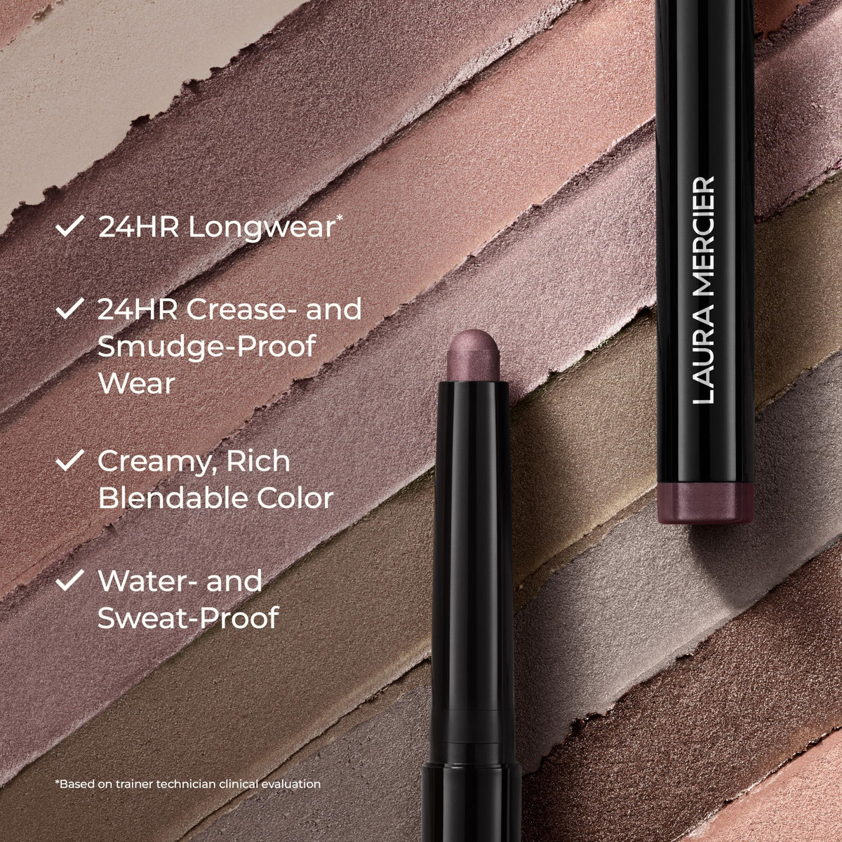Laura Mercier Aurora applied to lid showing easy blend and smooth finish
