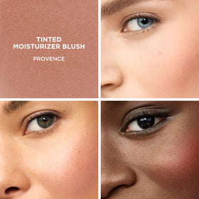 Laura Mercier blush on cheek in use demonstrating natural flushed look benefit
