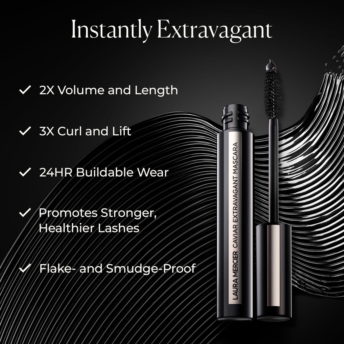 Laura Mercier brush close-up separating lashes for visible volume
