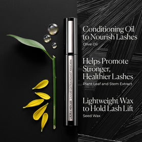 Laura Mercier mascara swatch stroke showing intense black payoff