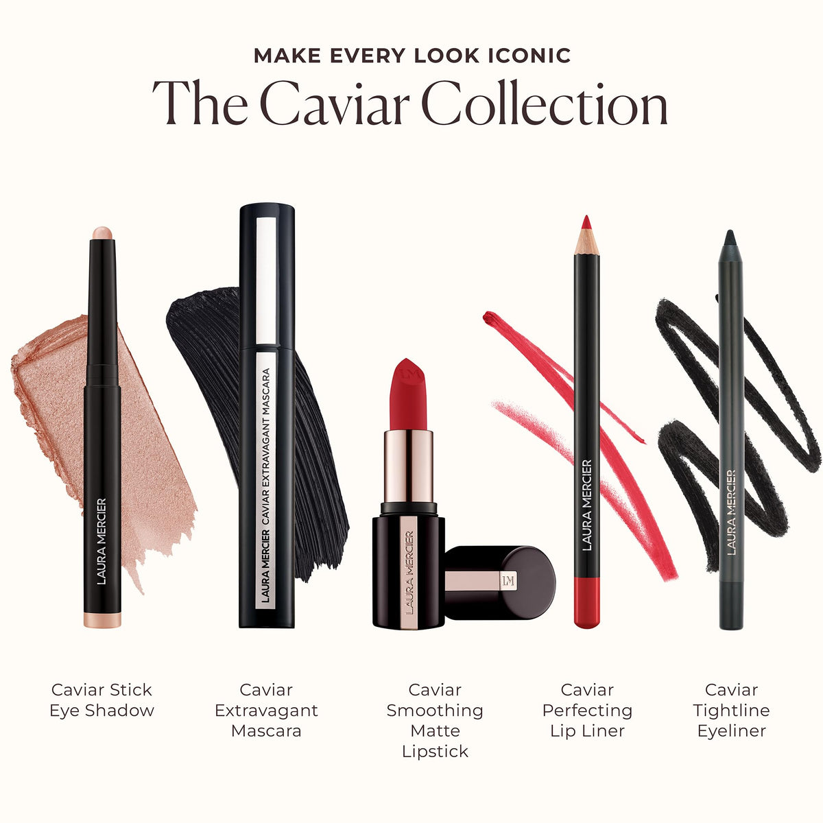 Laura Mercier mascara displayed with travel items for on-the-go wear