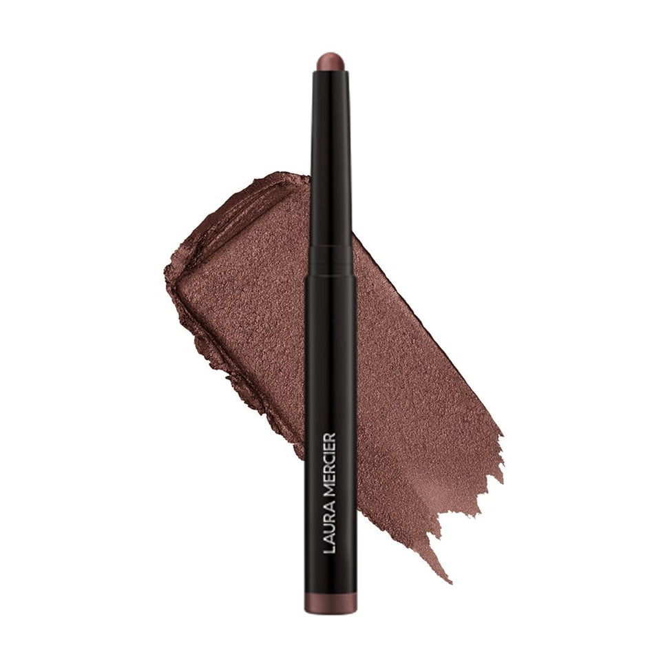 Laura Mercier front packaging of Caviar Stick Burnished Bronze showing product tube and cap, convenient for travel
